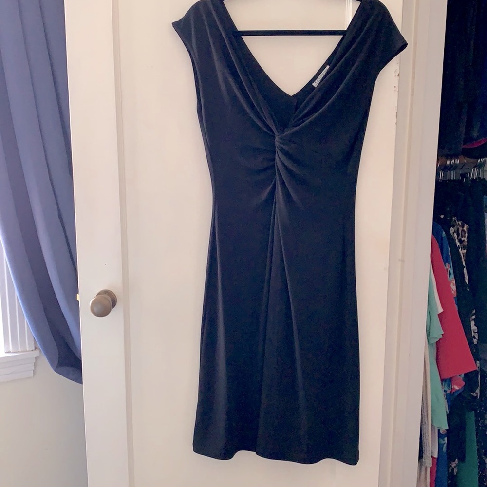 Twist front black dress